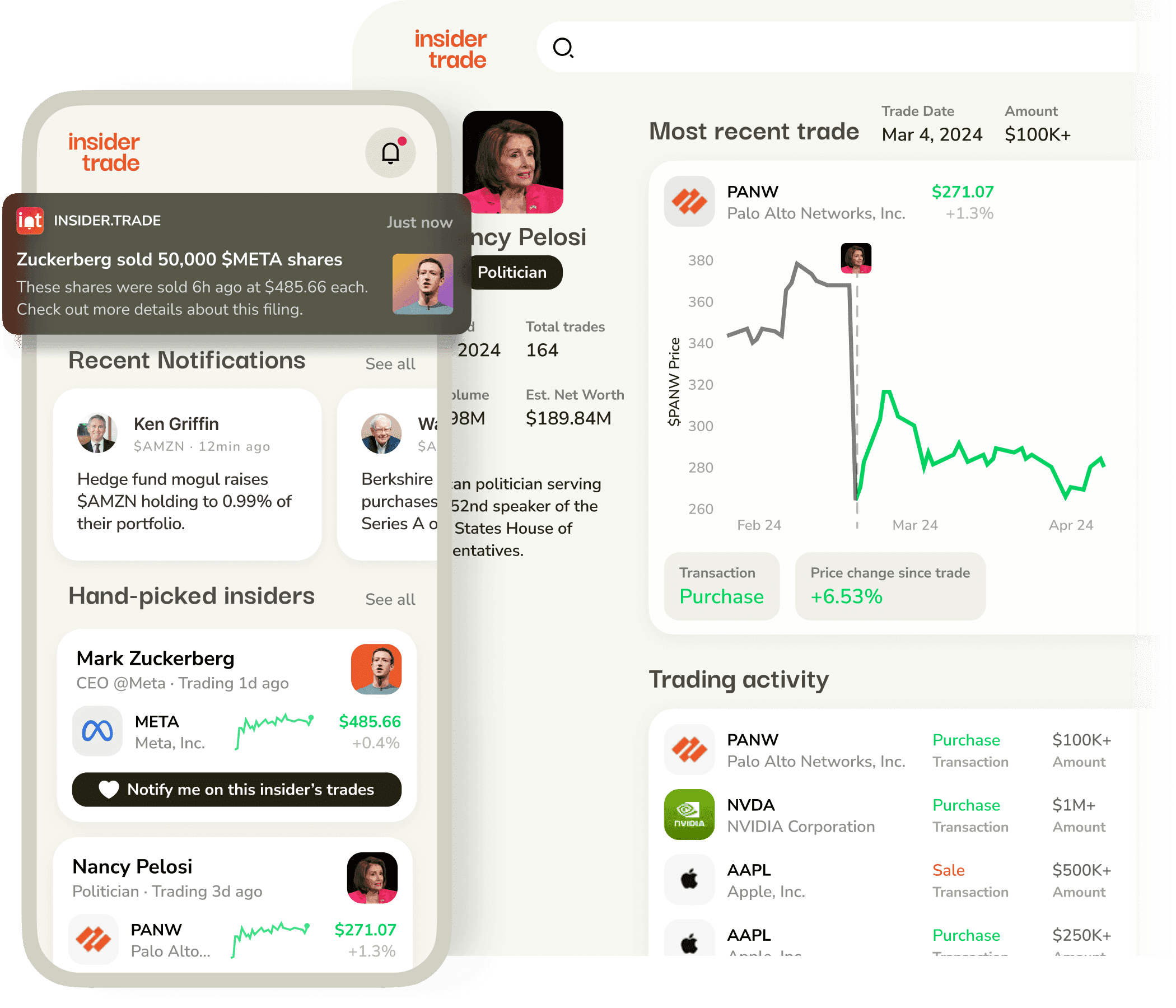 Insider Trade app screenshots